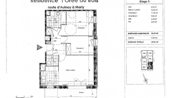 Logement étudiant T3 &agrave; Marly (59770)